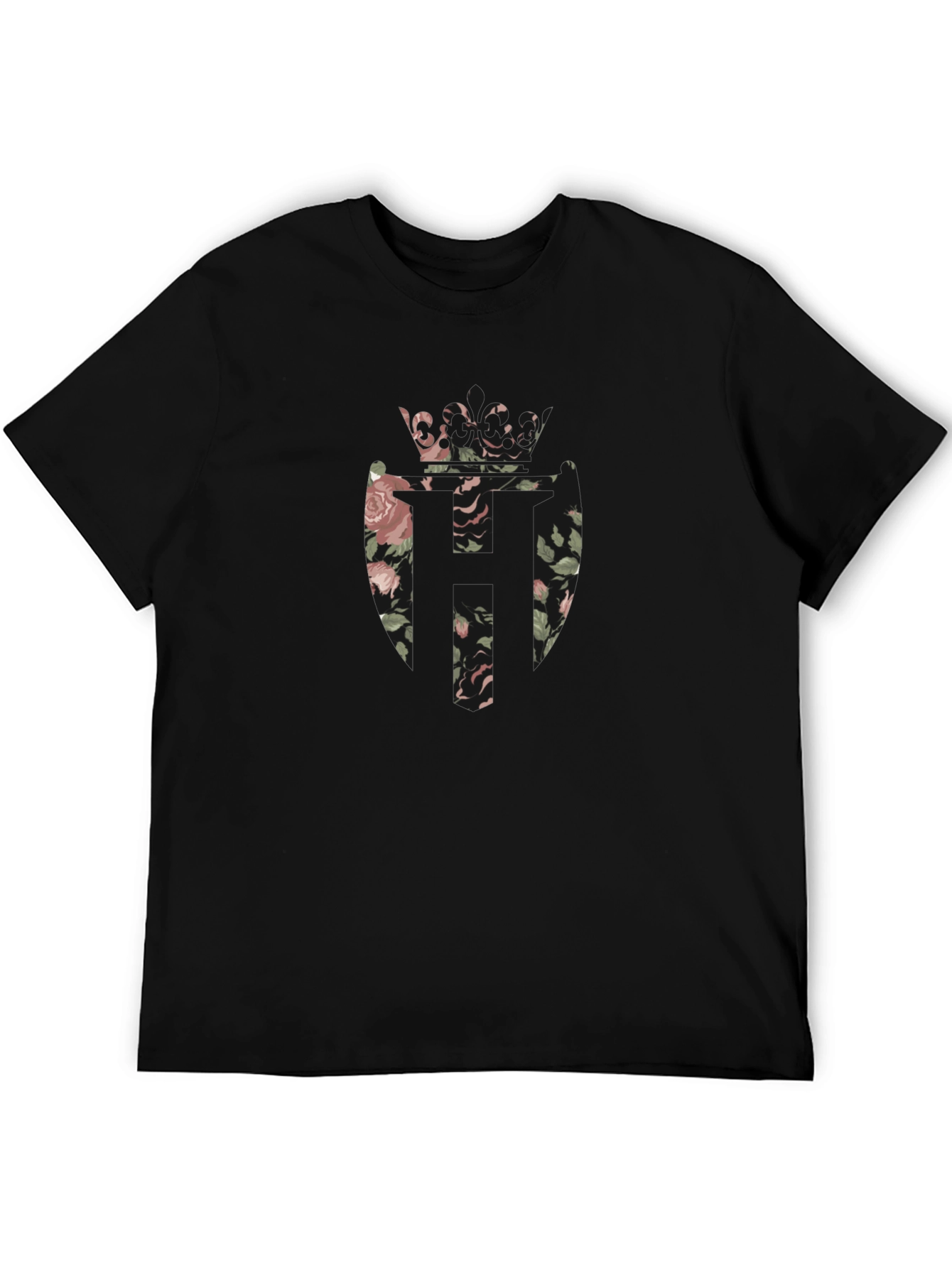 Floral Crown Shield Black Tee