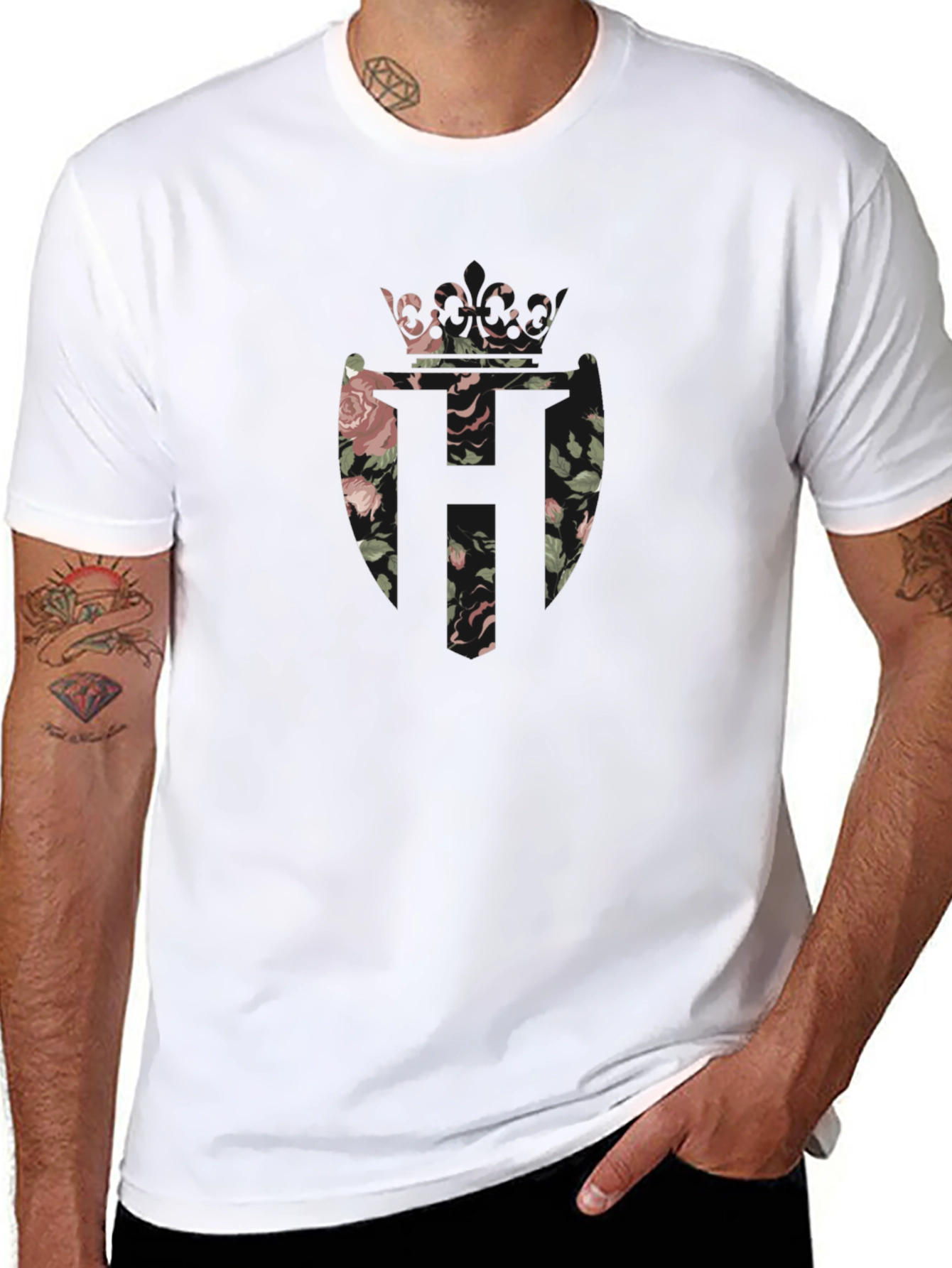 Floral Crown Shield Black Tee