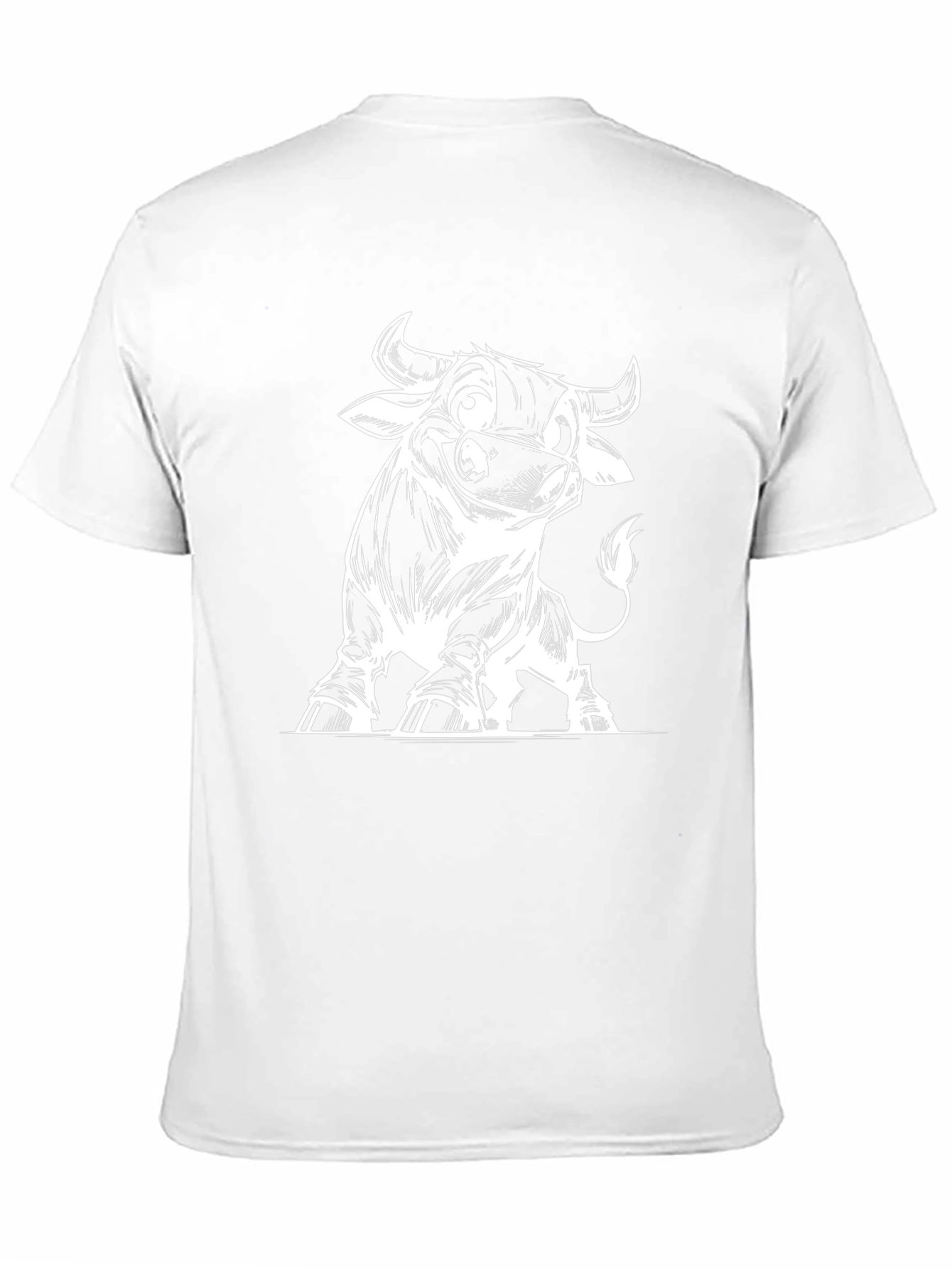 Cartoon Bull Graphic Tee - Black Cotton T-Shirt