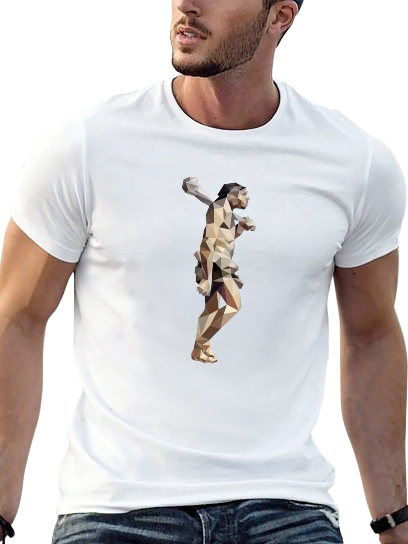Abstract Low Poly Thrower Graphic Tee - Black