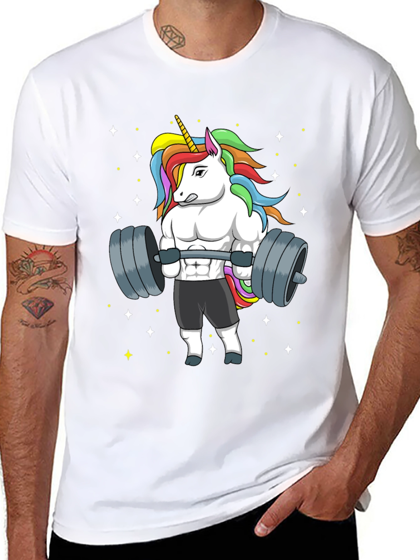 Unicorn Lifting Weights Graphic T-Shirt