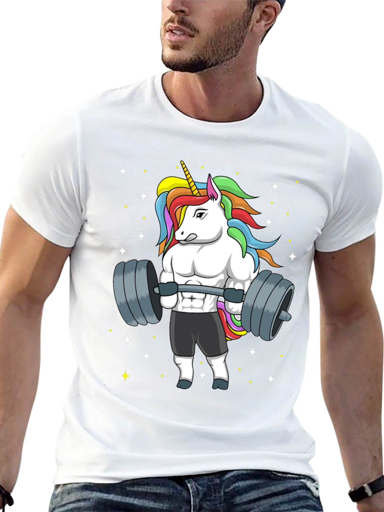Unicorn Lifting Weights Graphic T-Shirt