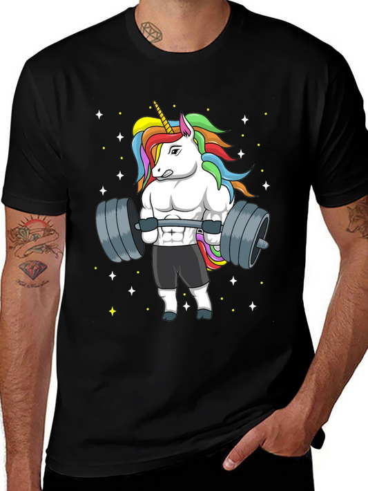 Unicorn Lifting Weights Graphic T-Shirt