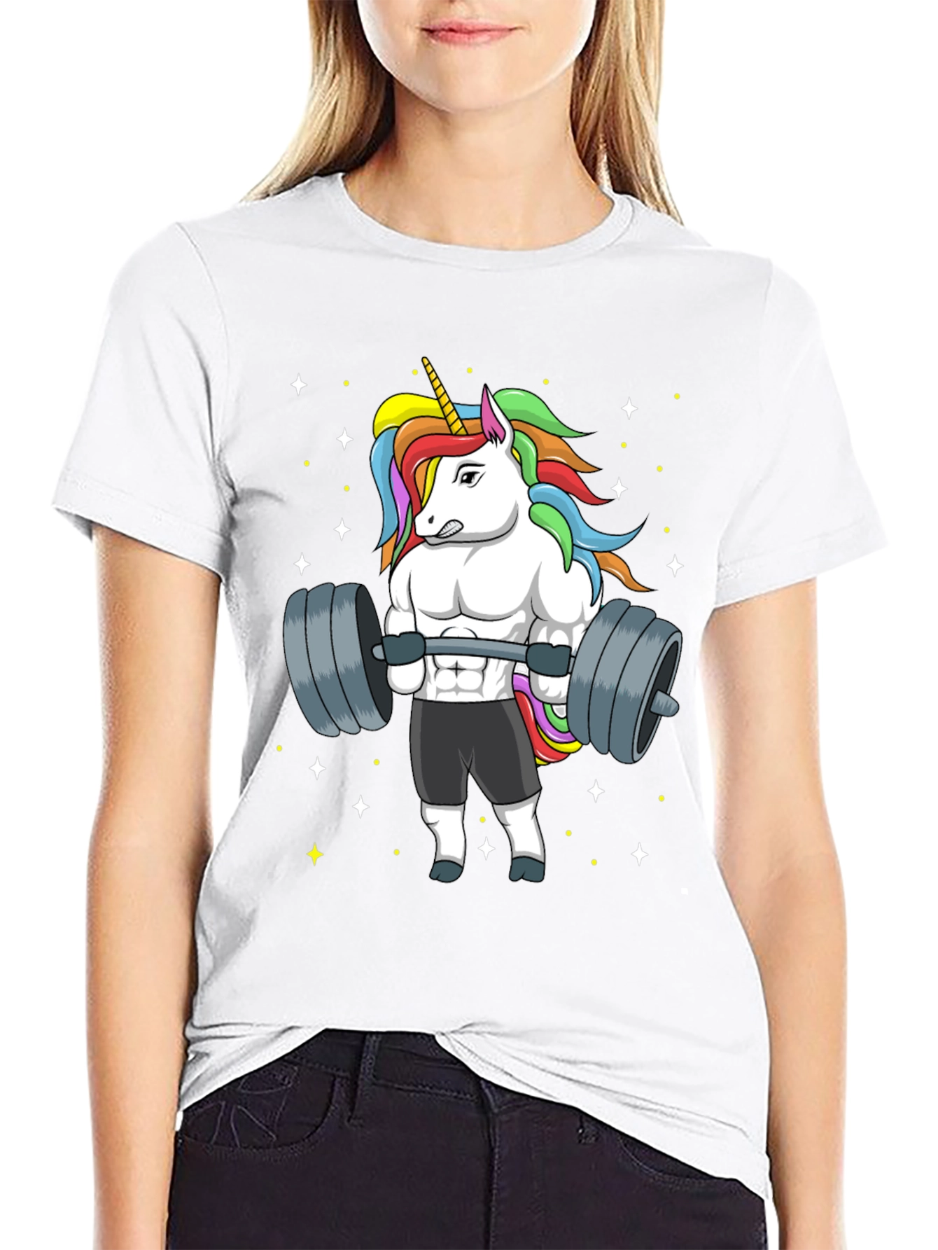 Unicorn Lifting Weights Graphic T-Shirt