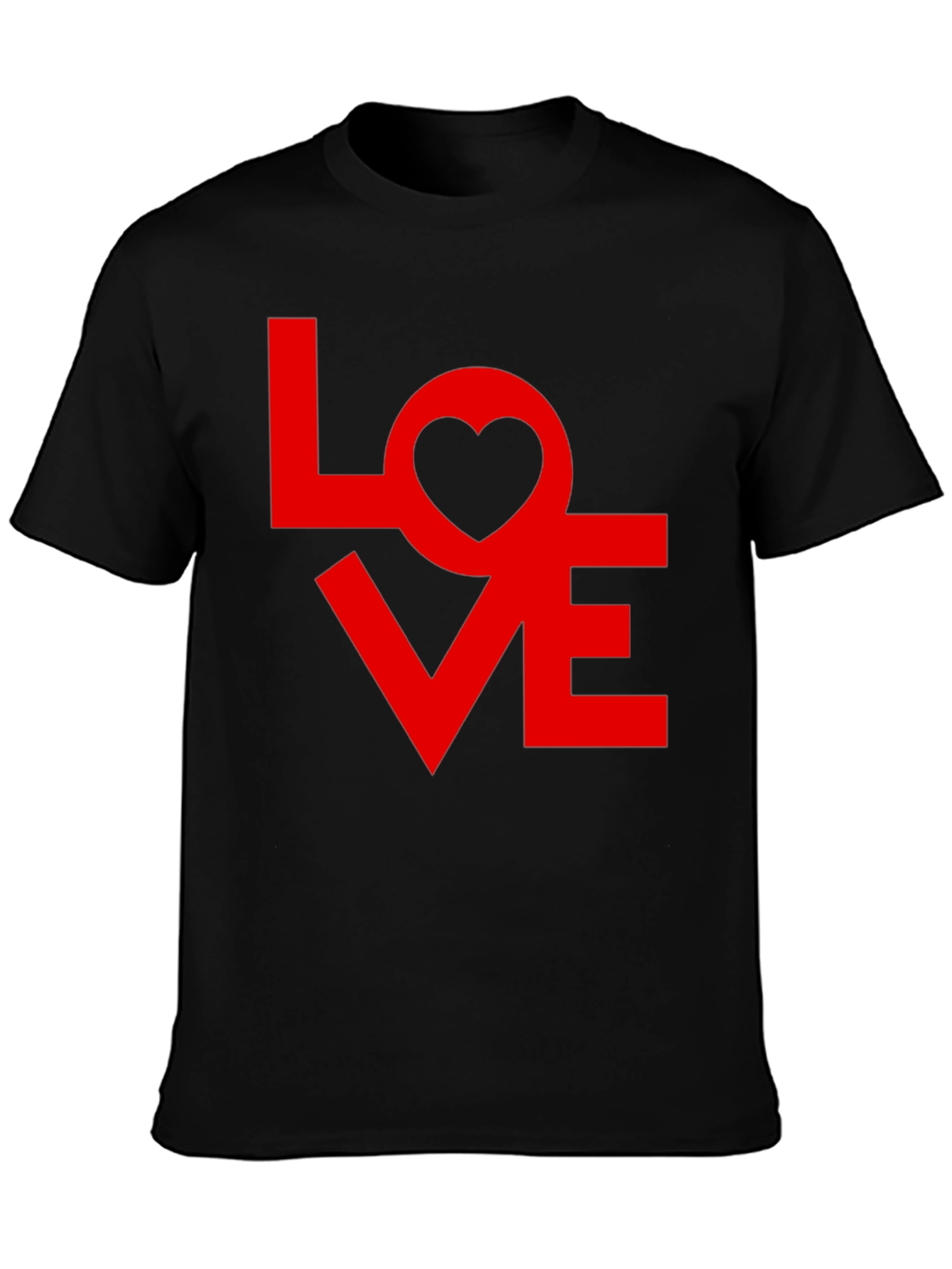 Love Graphic Tee - Red Heart Design on Black