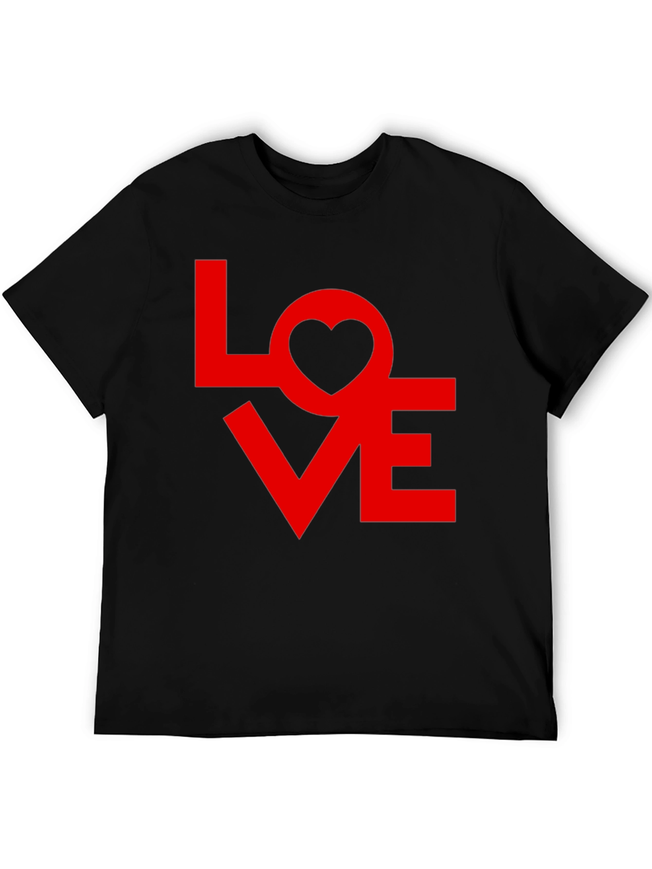 Love Graphic Tee - Red Heart Design on Black
