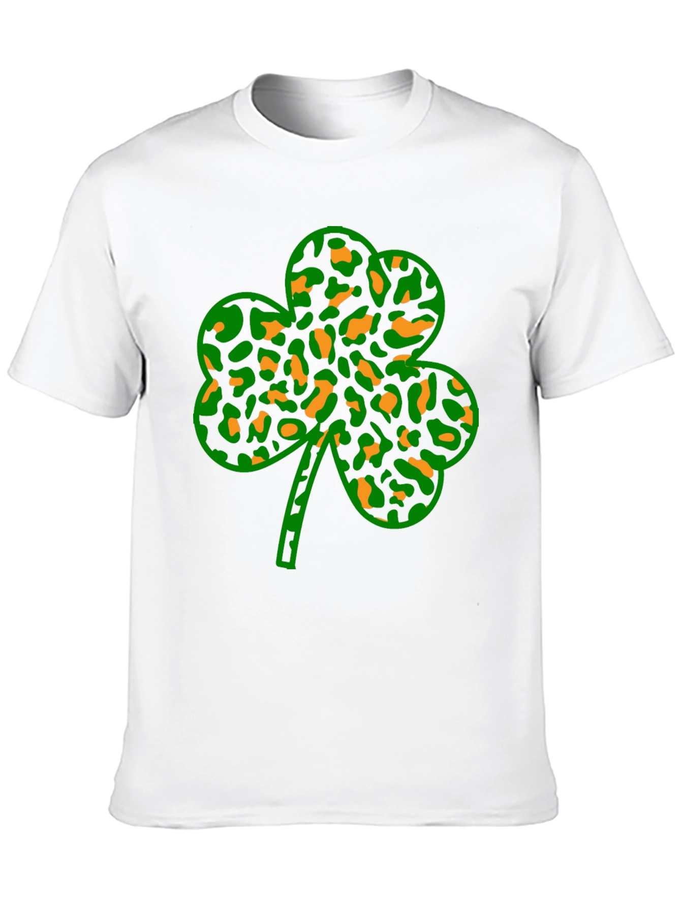 St. Patricks Day Clover Leopard Print Black Tee