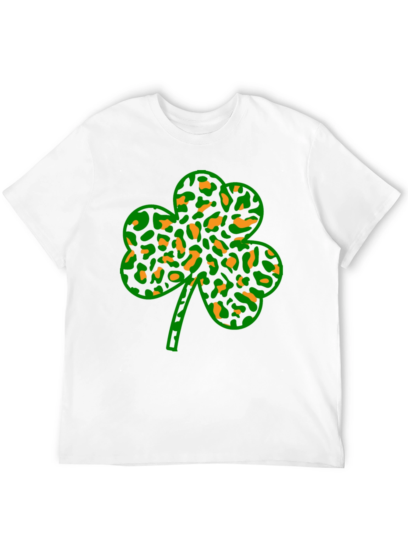 St. Patricks Day Clover Leopard Print Black Tee