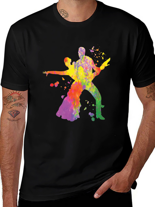 Vibrant Watercolor Dancing Couple Graphic Tee