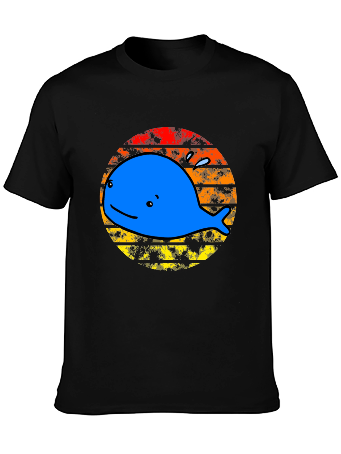 Whale Sunset Graphic Tee - Black Cotton T-Shirt
