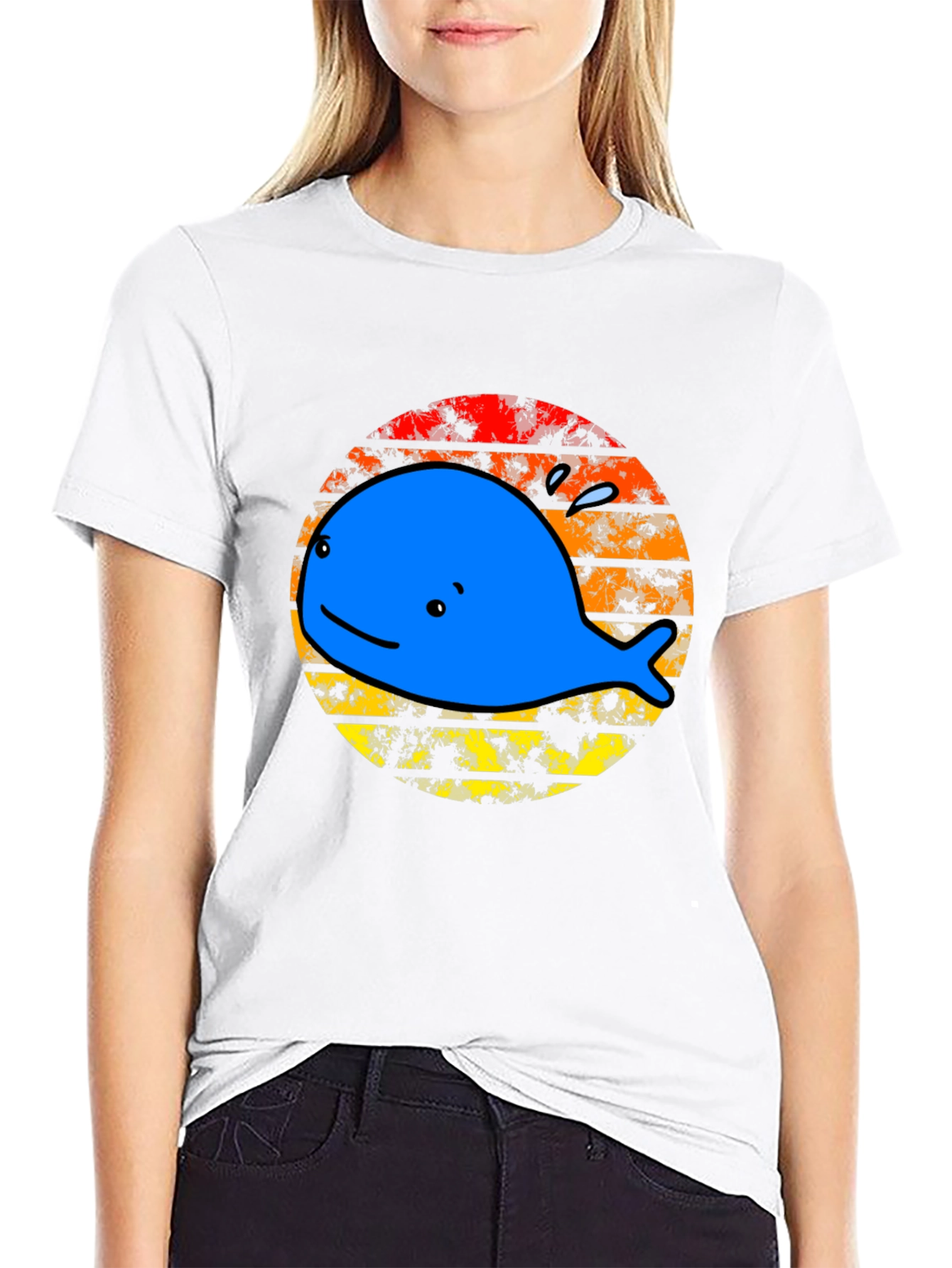 Whale Sunset Graphic Tee - Black Cotton T-Shirt