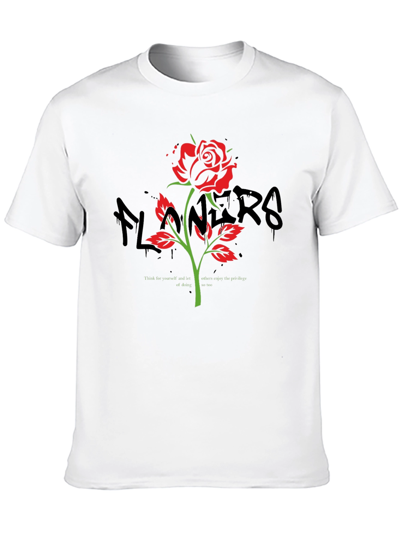 Rose Graphic Print Black T-Shirt