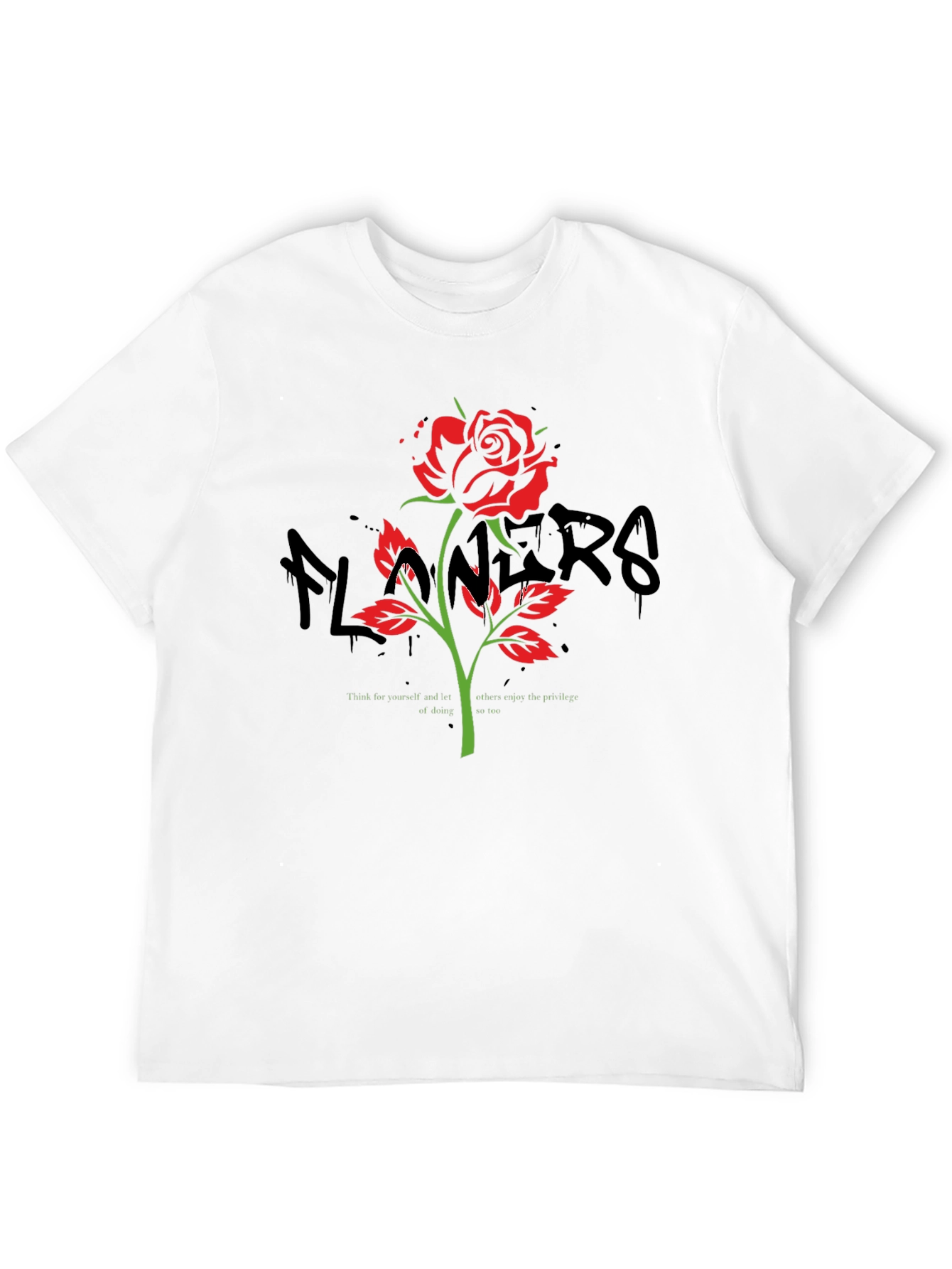 Rose Graphic Print Black T-Shirt
