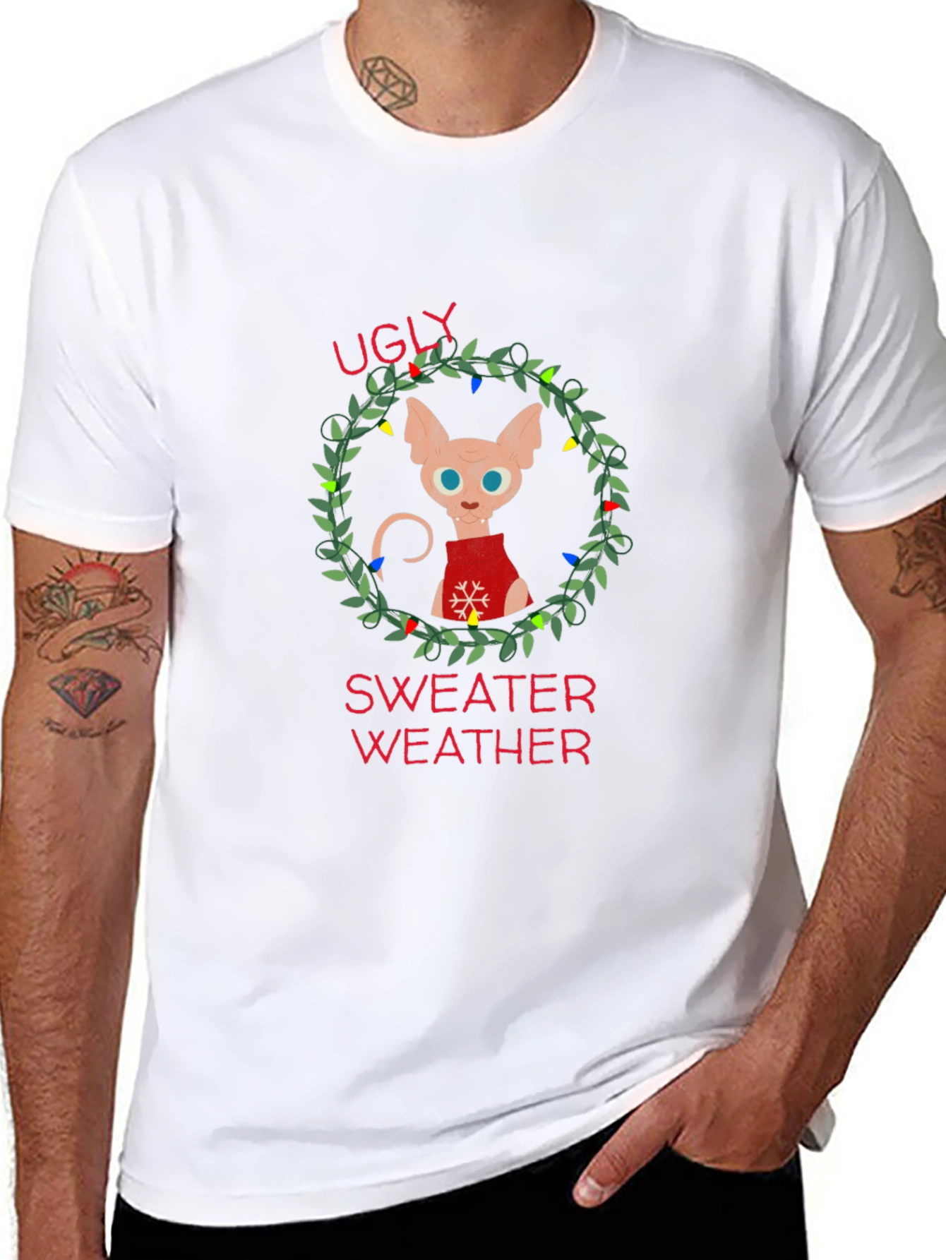 Ugly Sweater Weather Cat T-Shirt