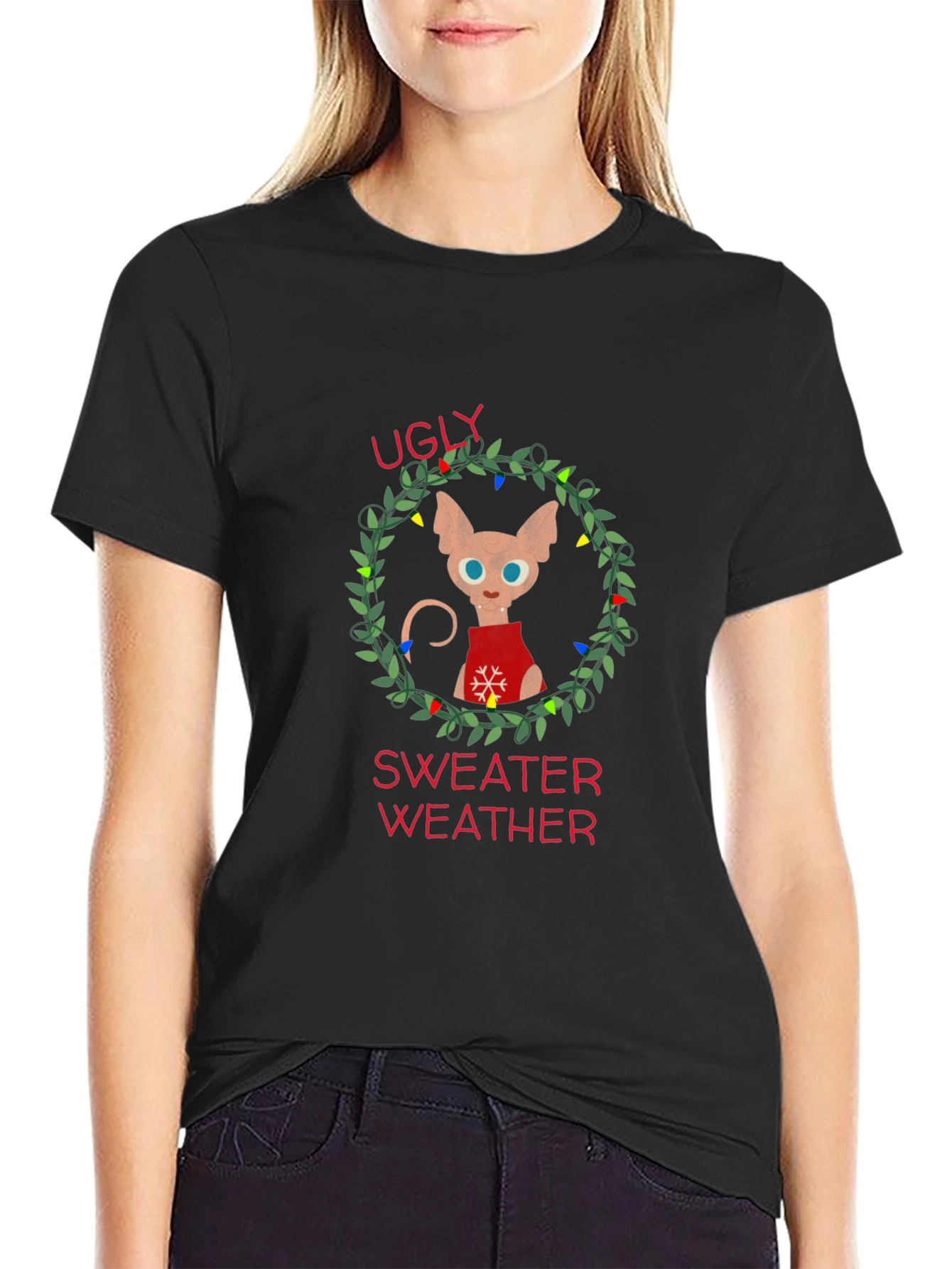 Ugly Sweater Weather Cat T-Shirt