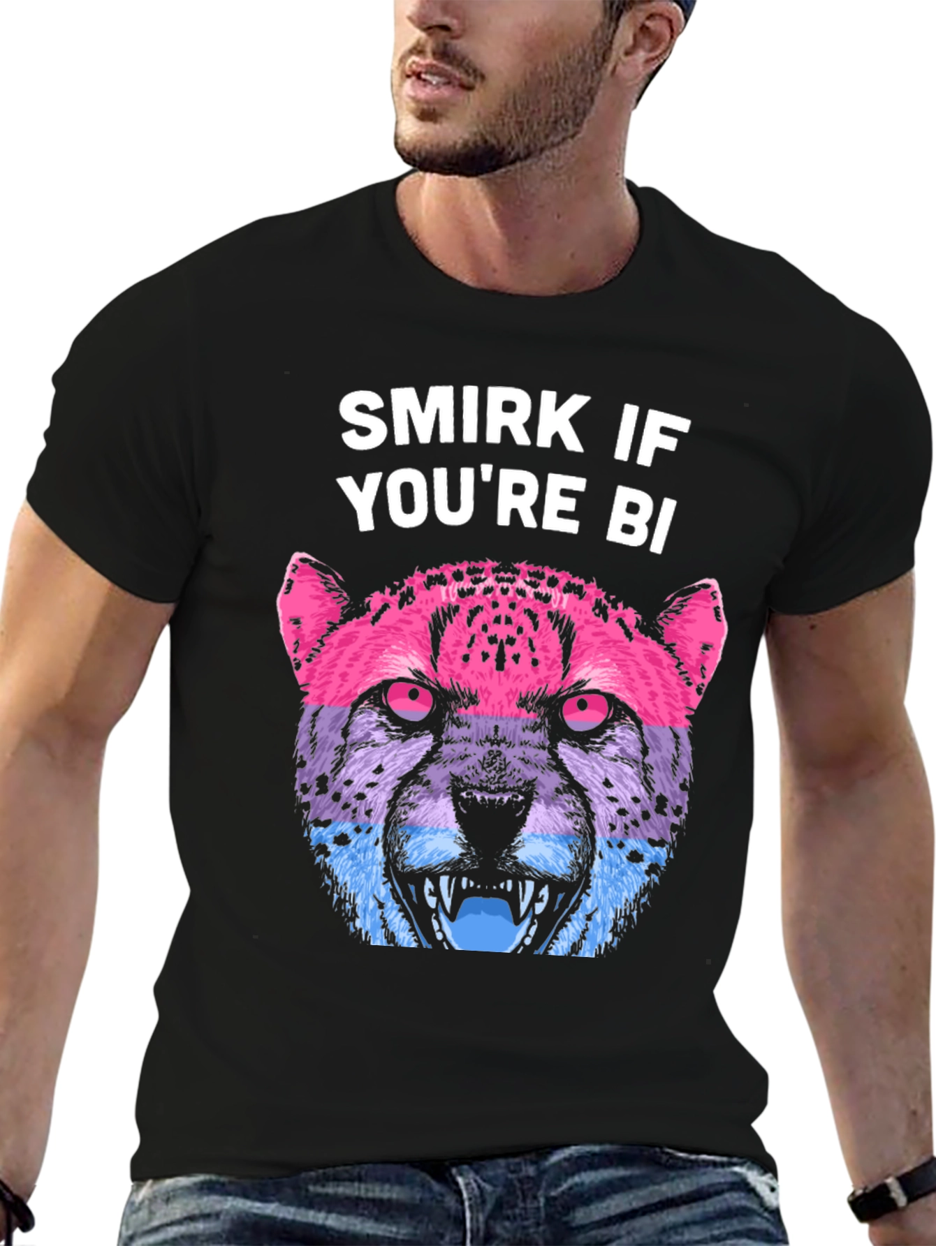 Smirk If Youre Bi Pride T-Shirt Cheetah Bisexual LGBT