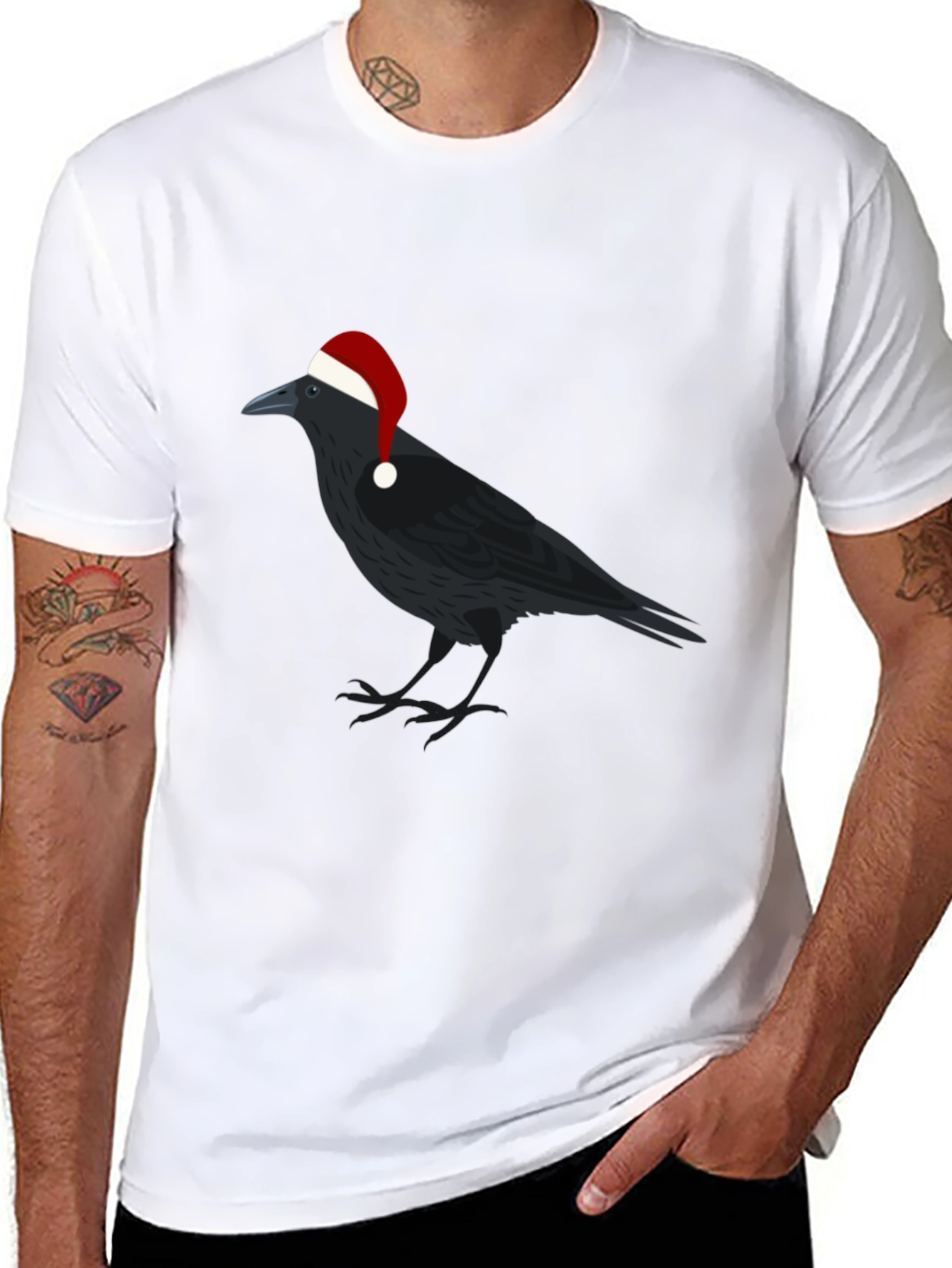 Crow Christmas T-Shirt - Holiday Raven Tee