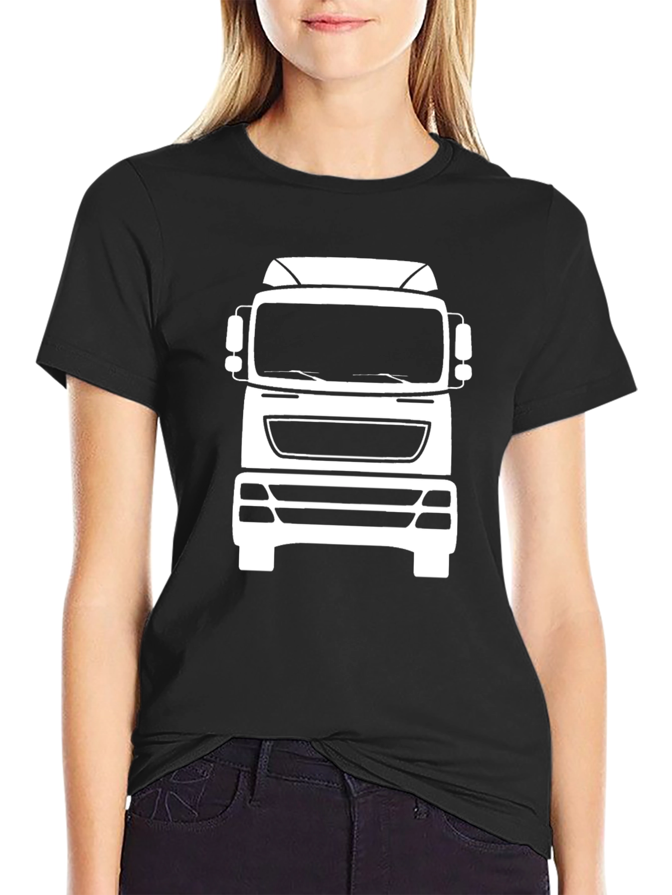 Truck Graphic Tee - Black Cotton T-Shirt