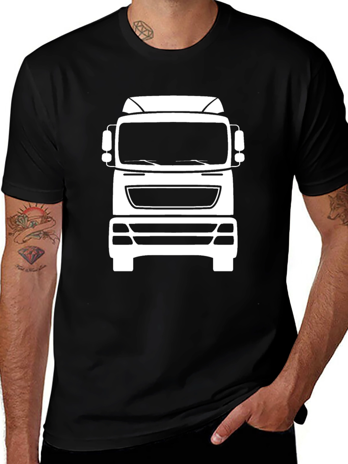 Truck Graphic Tee - Black Cotton T-Shirt