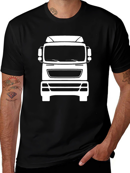 Truck Graphic Tee - Black Cotton T-Shirt