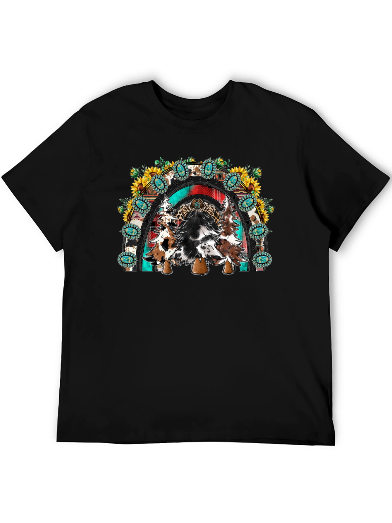 Western Christmas Trees Rainbow T-Shirt