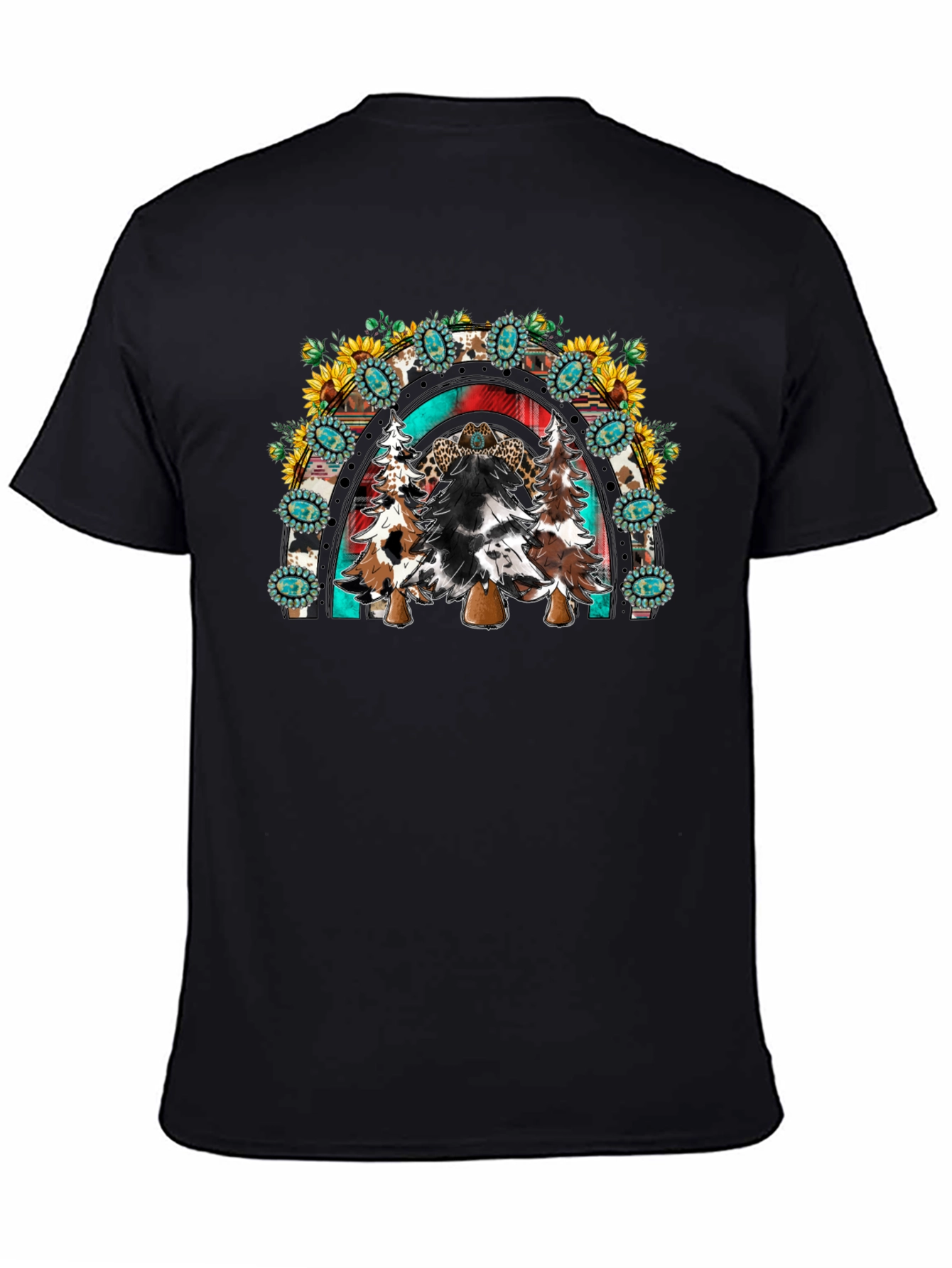 Western Christmas Trees Rainbow T-Shirt