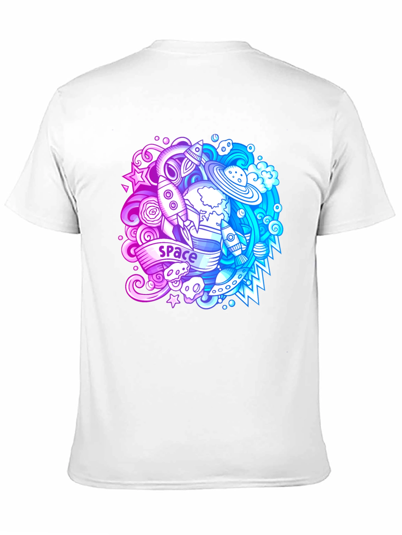 Space Theme Graphic T-Shirt - Bold Black Cotton Tee