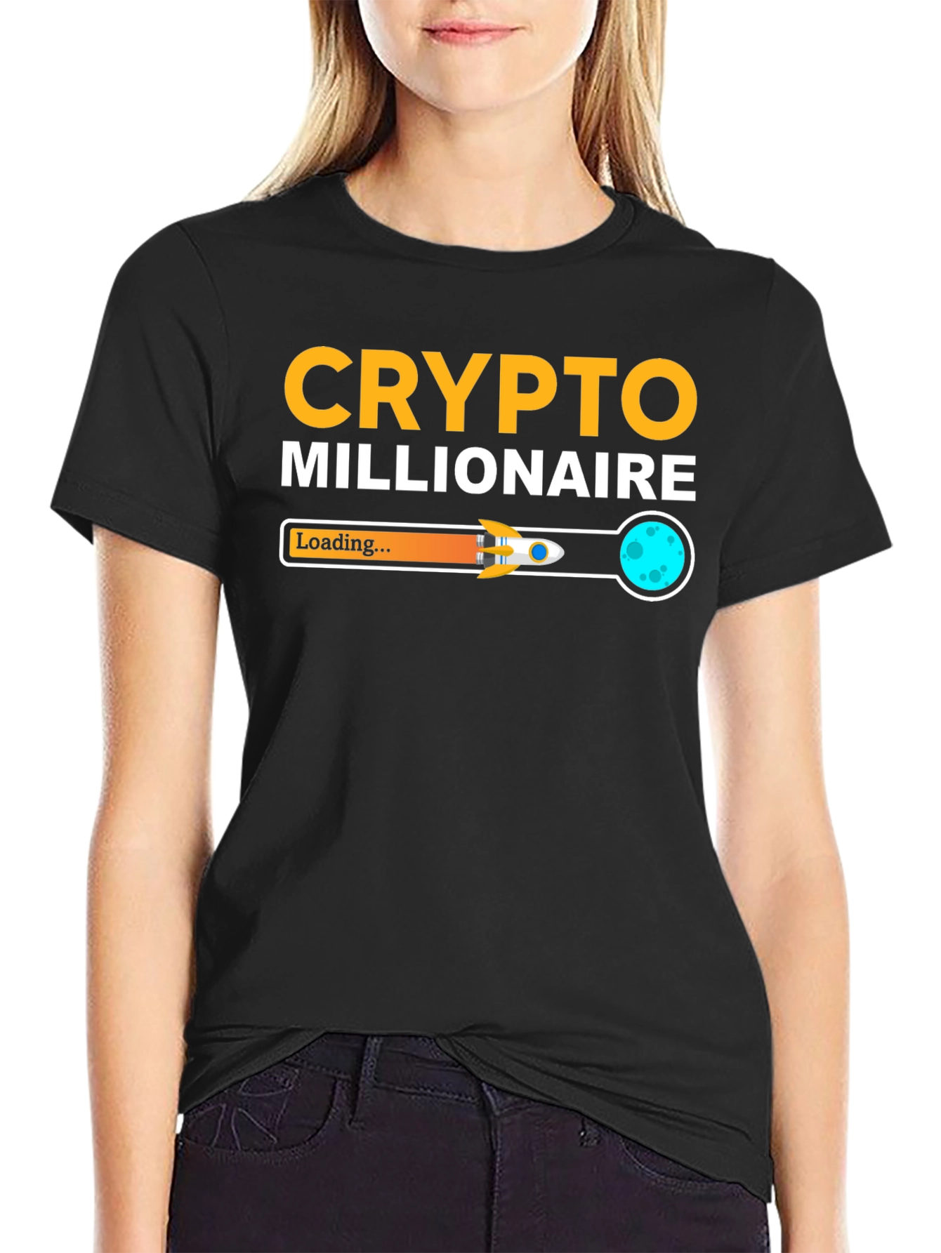 Crypto Millionaire Loading Black T-Shirt