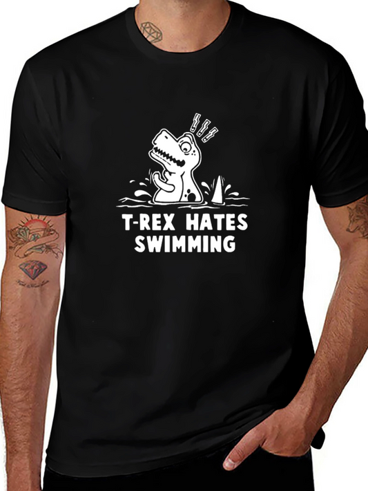 T-Rex Hates Swimming Graphic Tee - Funny Dinosaur Shirt
