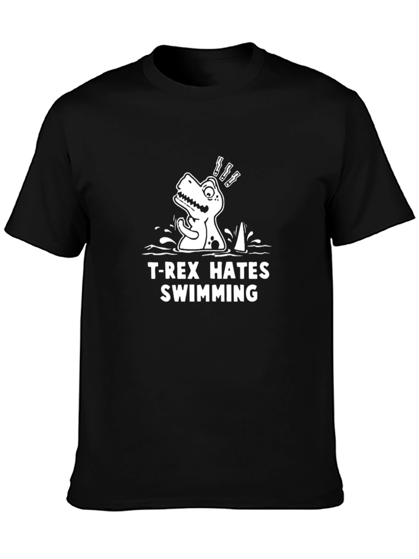T-Rex Hates Swimming Graphic Tee - Funny Dinosaur Shirt