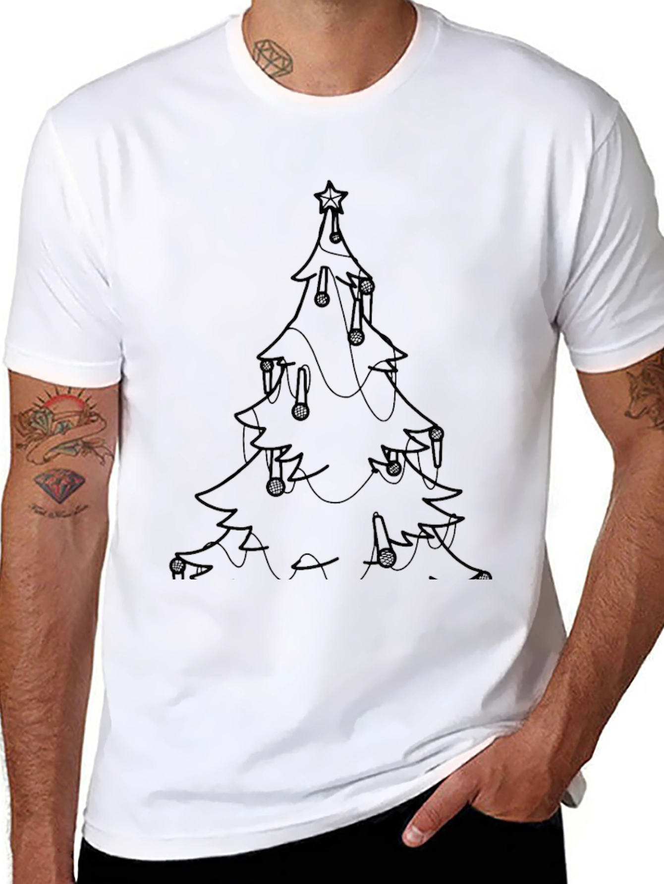 Minimalist Christmas Tree Outline T-Shirt