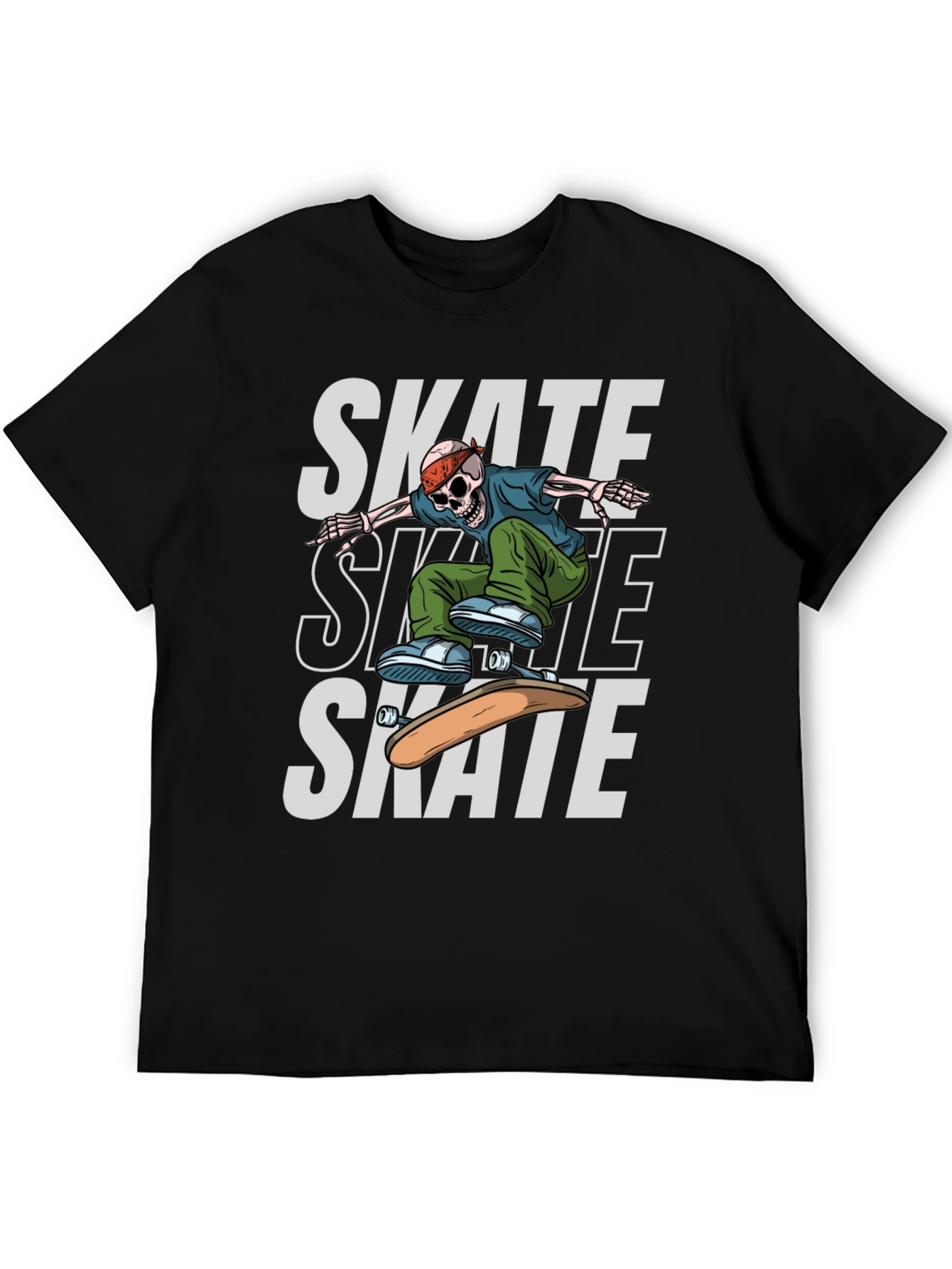 Skateboarding Skeleton Graphic T-Shirt