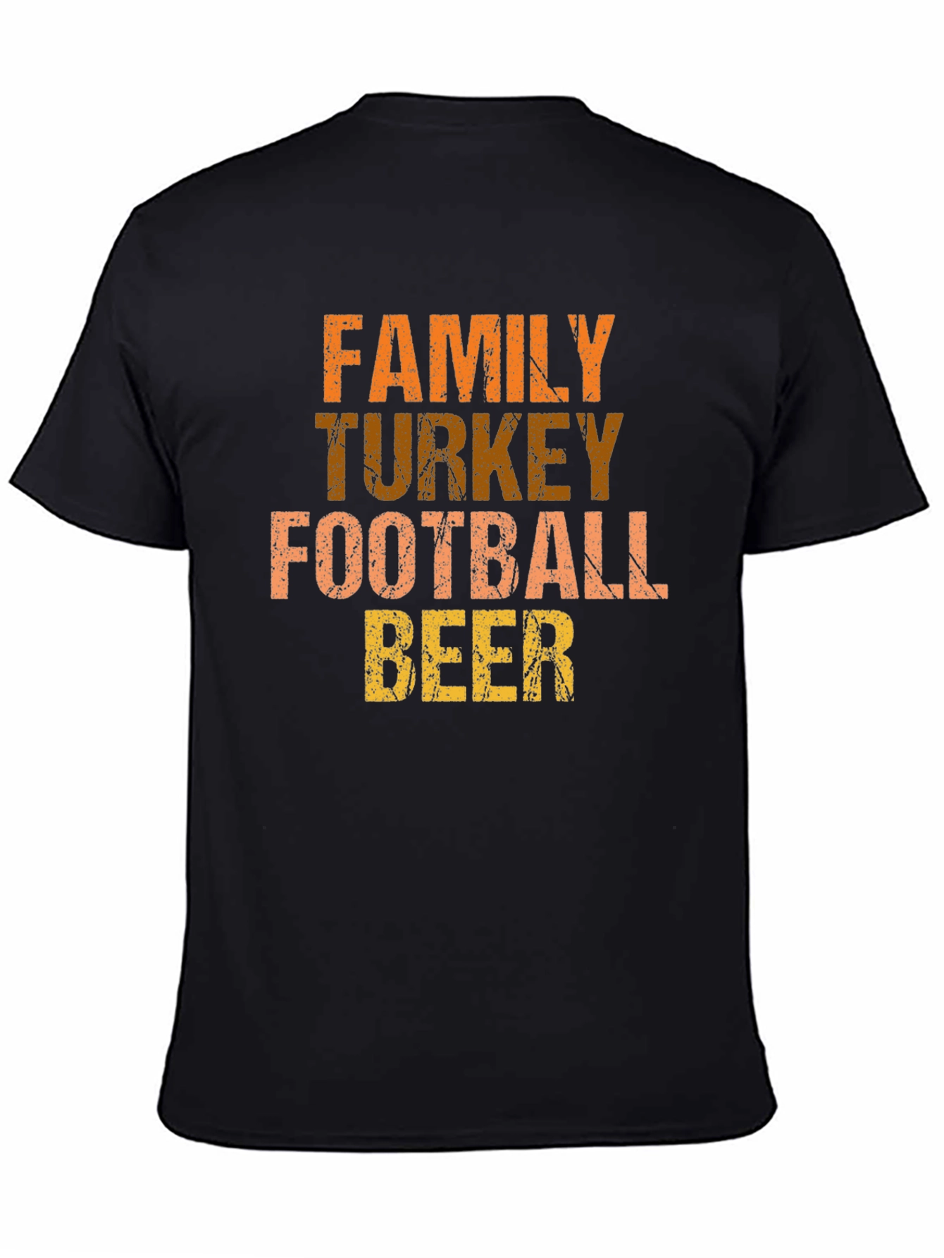 Thanksgiving Family Turkey Football Beer Black T-Shirt