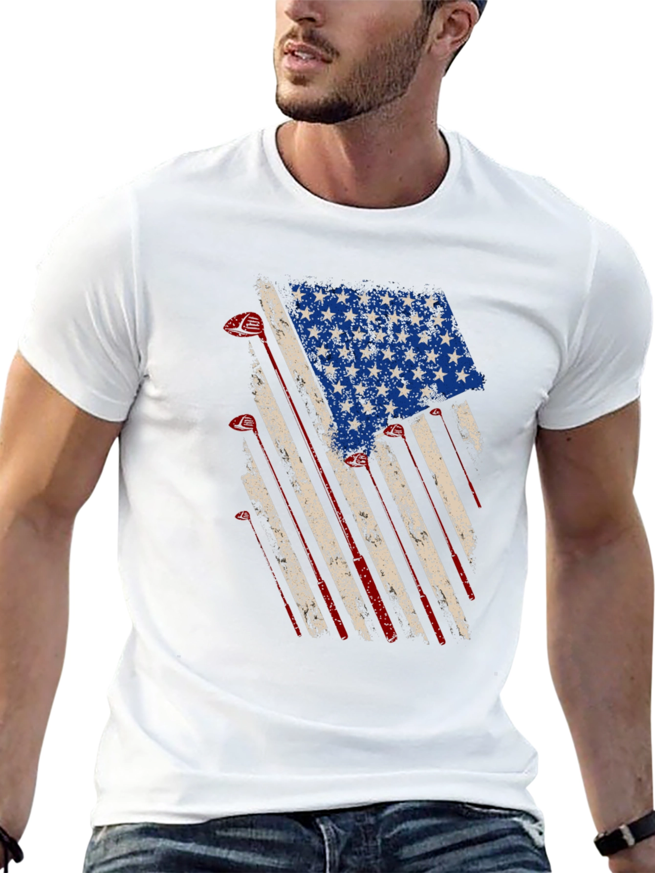 American Flag Golf Clubs T-Shirt
