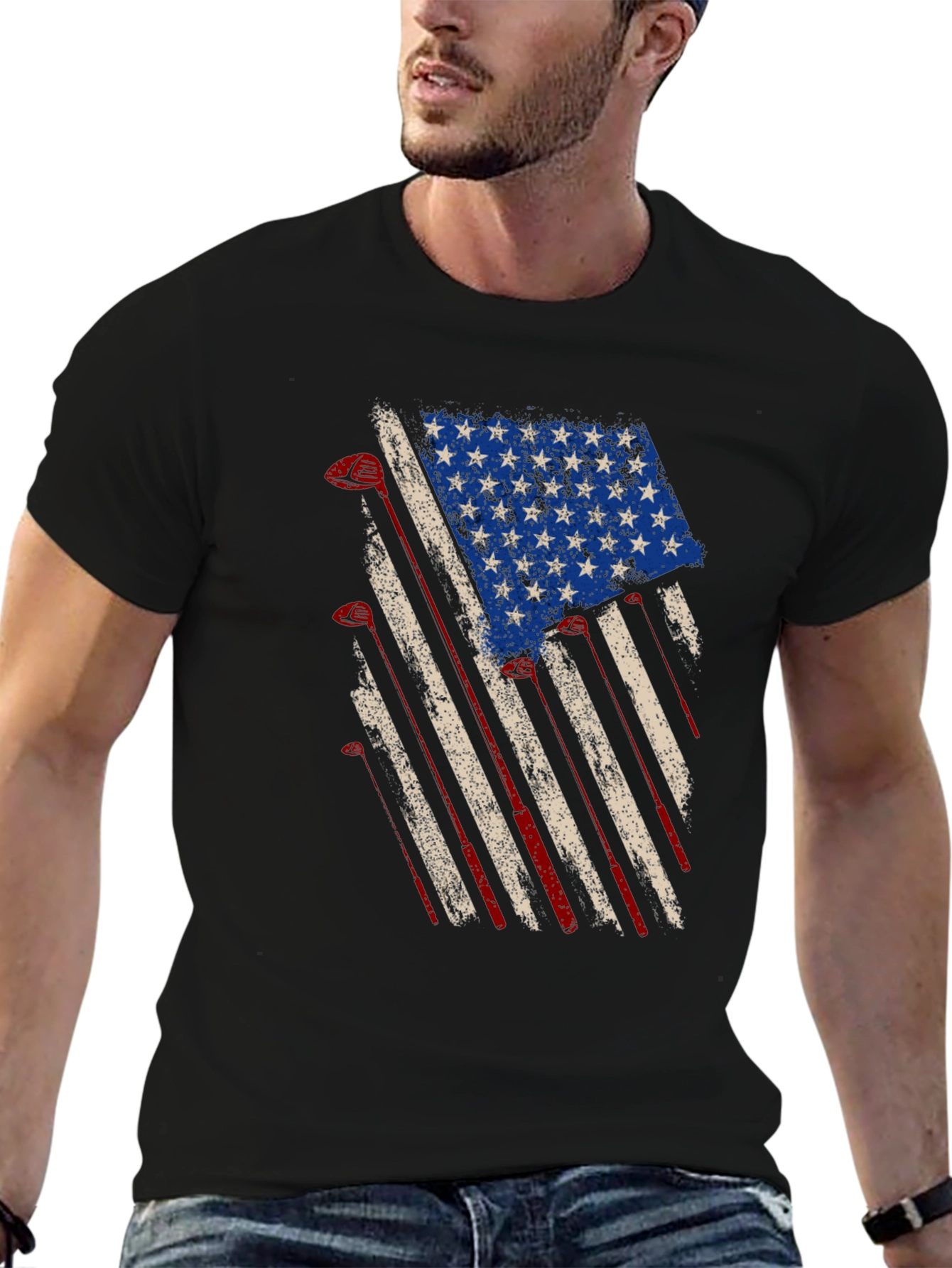 American Flag Golf Clubs T-Shirt