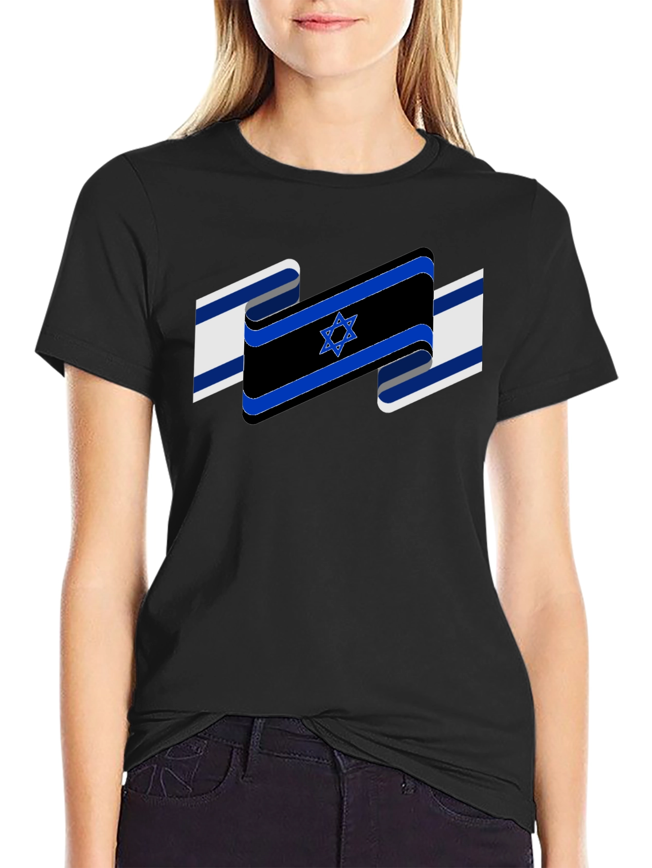 Israel Flag Star of David Black T-Shirt