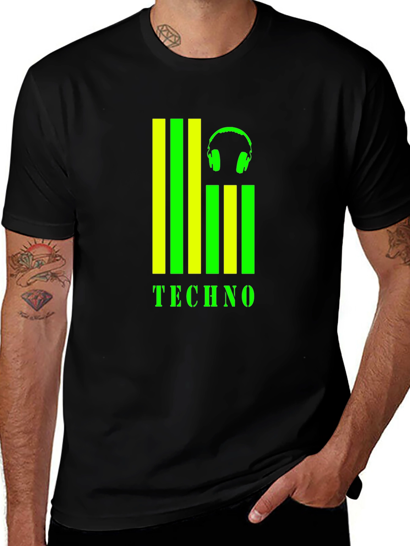 Techno Music Graphic T-Shirt - Black