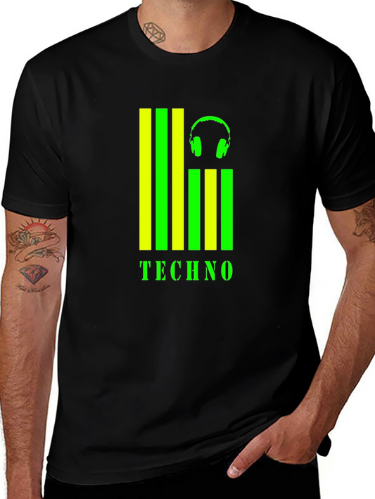 Techno Music Graphic T-Shirt - Black