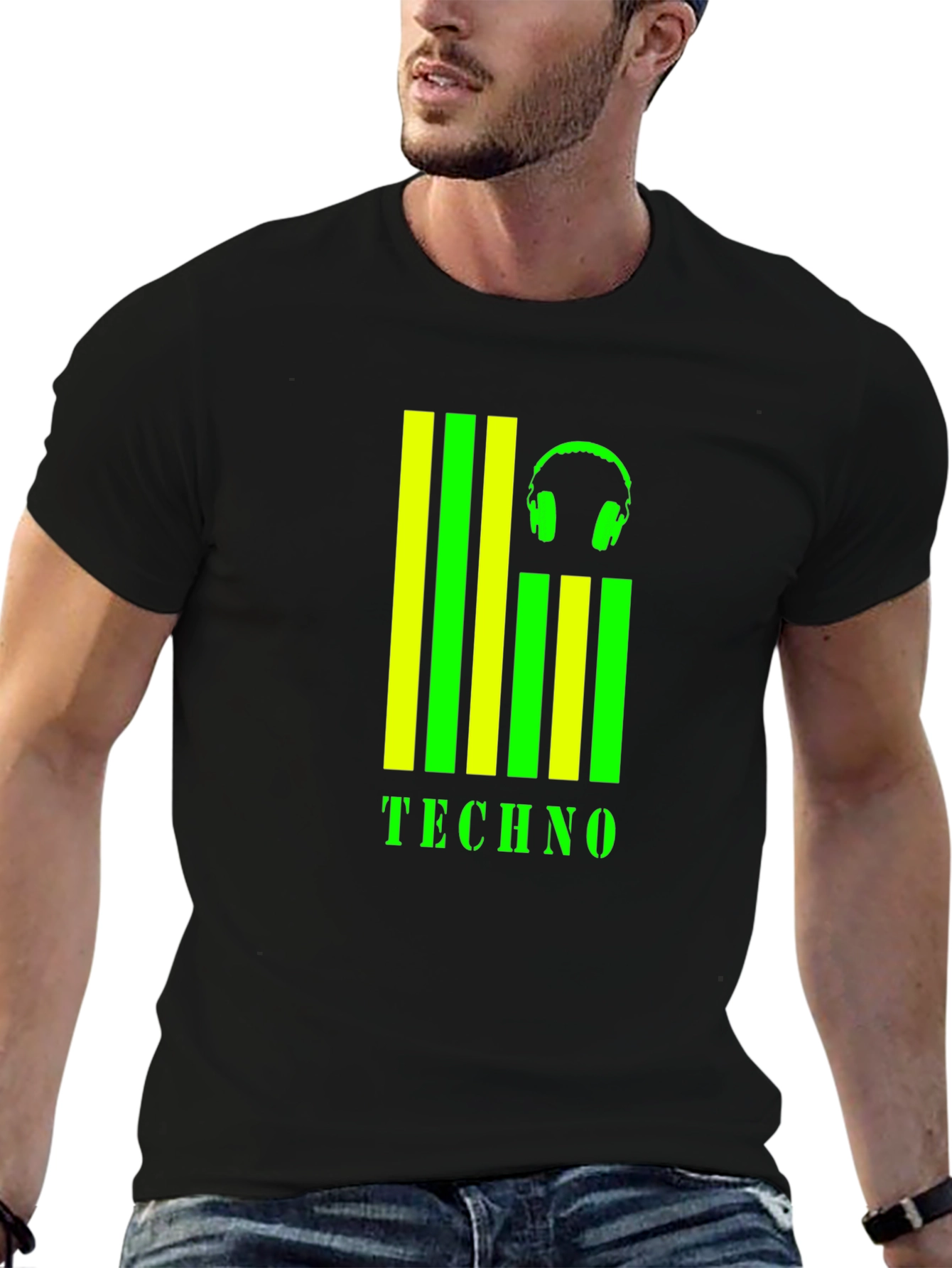 Techno Music Graphic T-Shirt - Black
