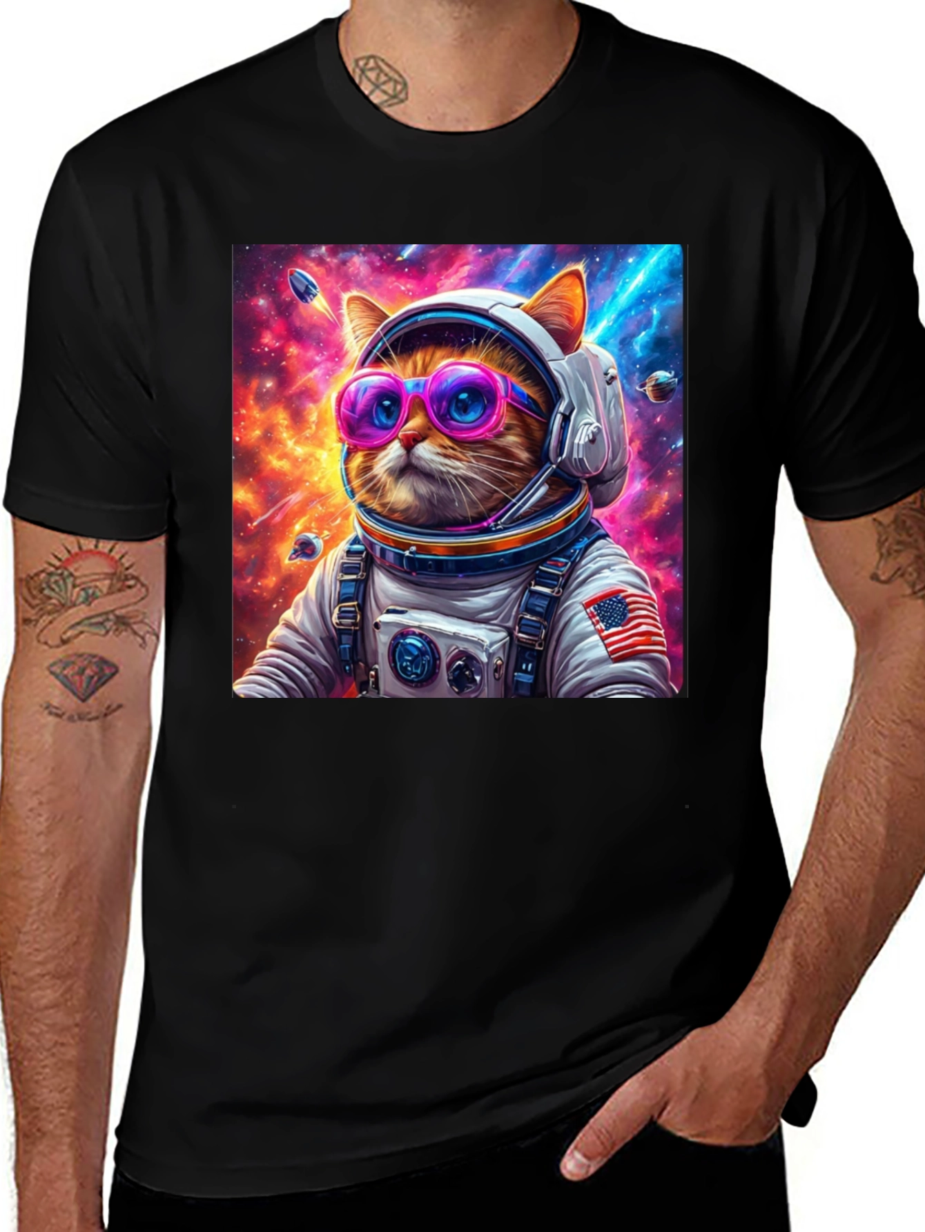 Cool Cat Astronaut Graphic Tee