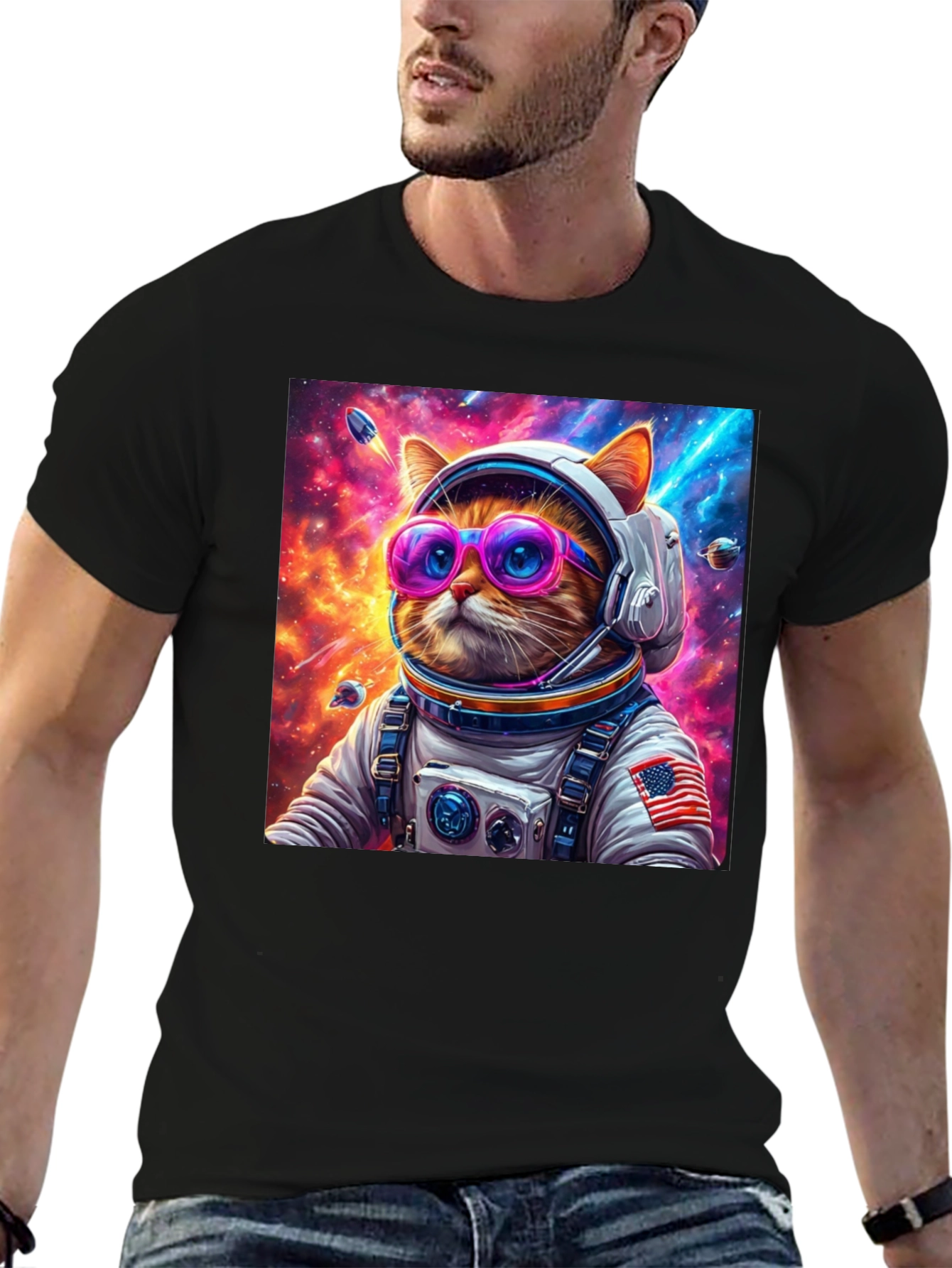 Cool Cat Astronaut Graphic Tee