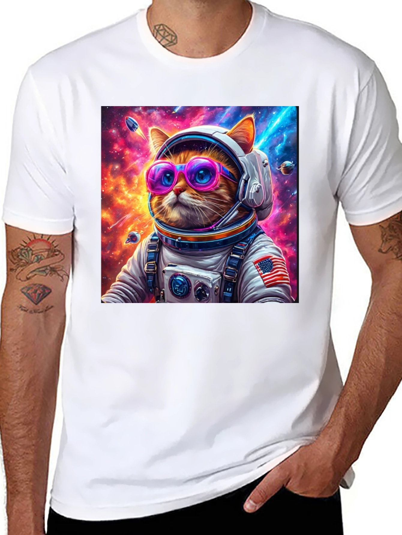 Cool Cat Astronaut Graphic Tee