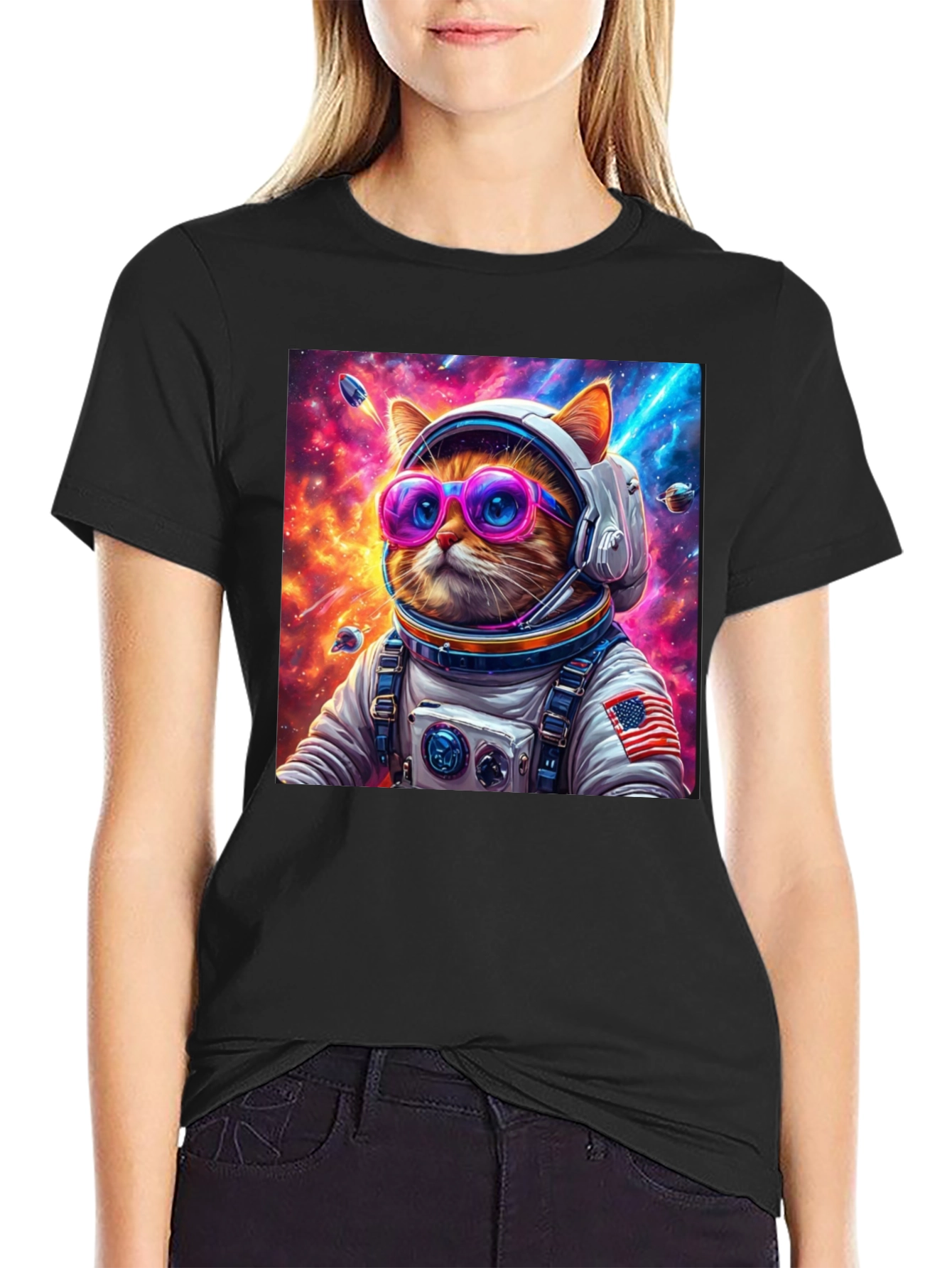Cool Cat Astronaut Graphic Tee