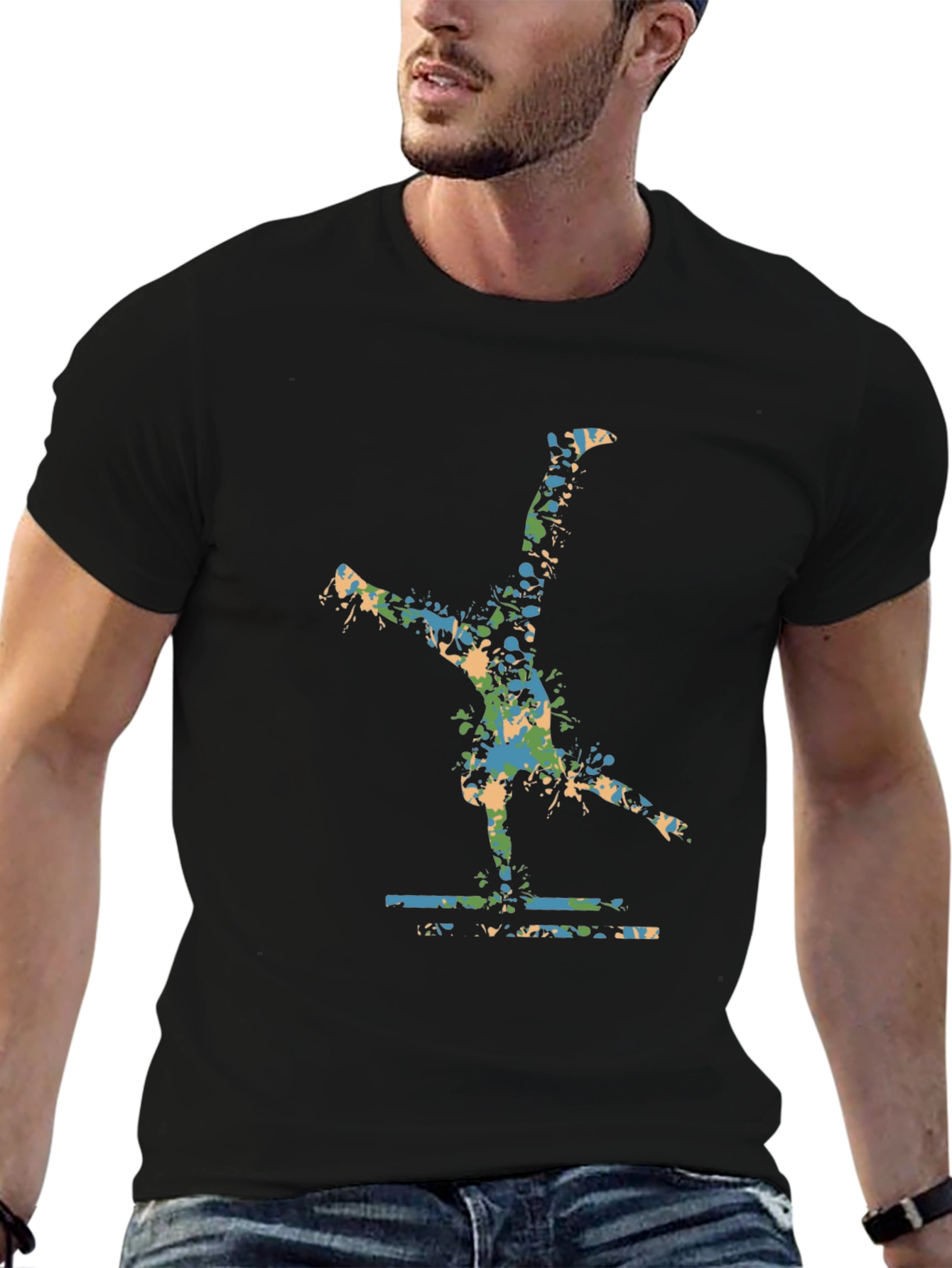 Abstract Cartwheel Black T-Shirt