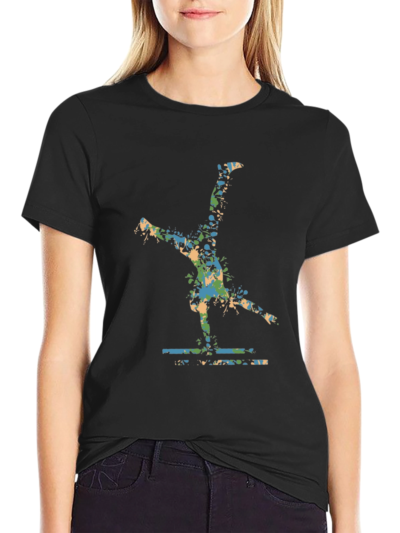 Abstract Cartwheel Black T-Shirt