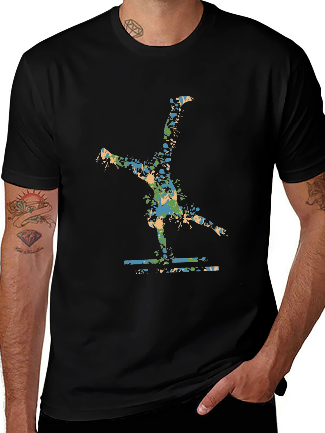 Abstract Cartwheel Black T-Shirt