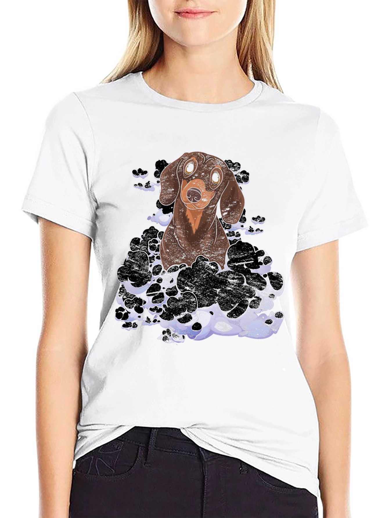 Dachshund Dog Graphic Print T-Shirt - Mens Black Tee