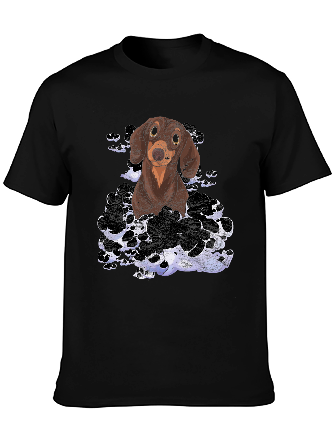 Dachshund Dog Graphic Print T-Shirt - Mens Black Tee