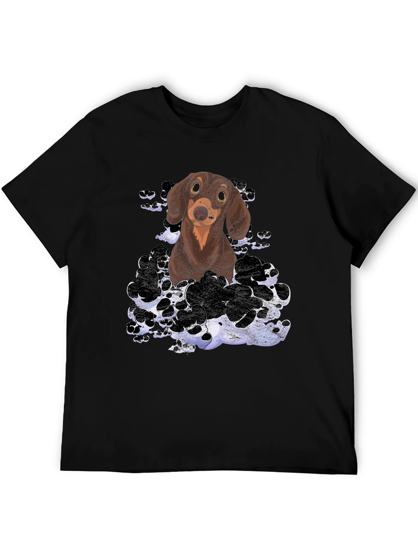 Dachshund Dog Graphic Print T-Shirt - Mens Black Tee