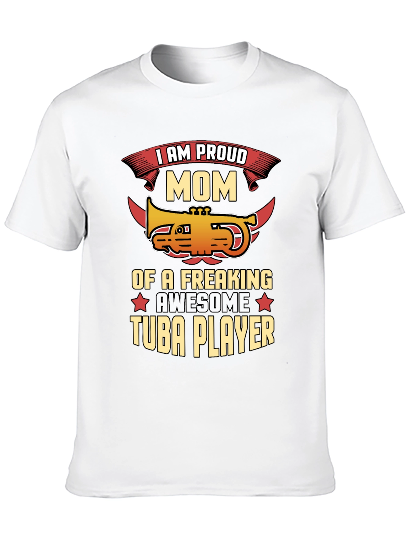 Proud Mom Tuba Player Graphic Tee - Black